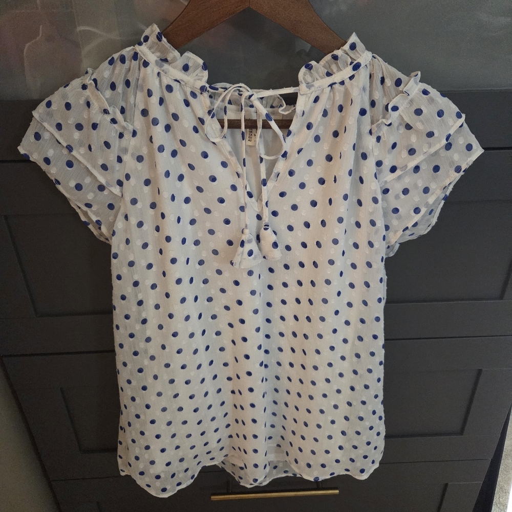 Blue Polka Dot Women's Top